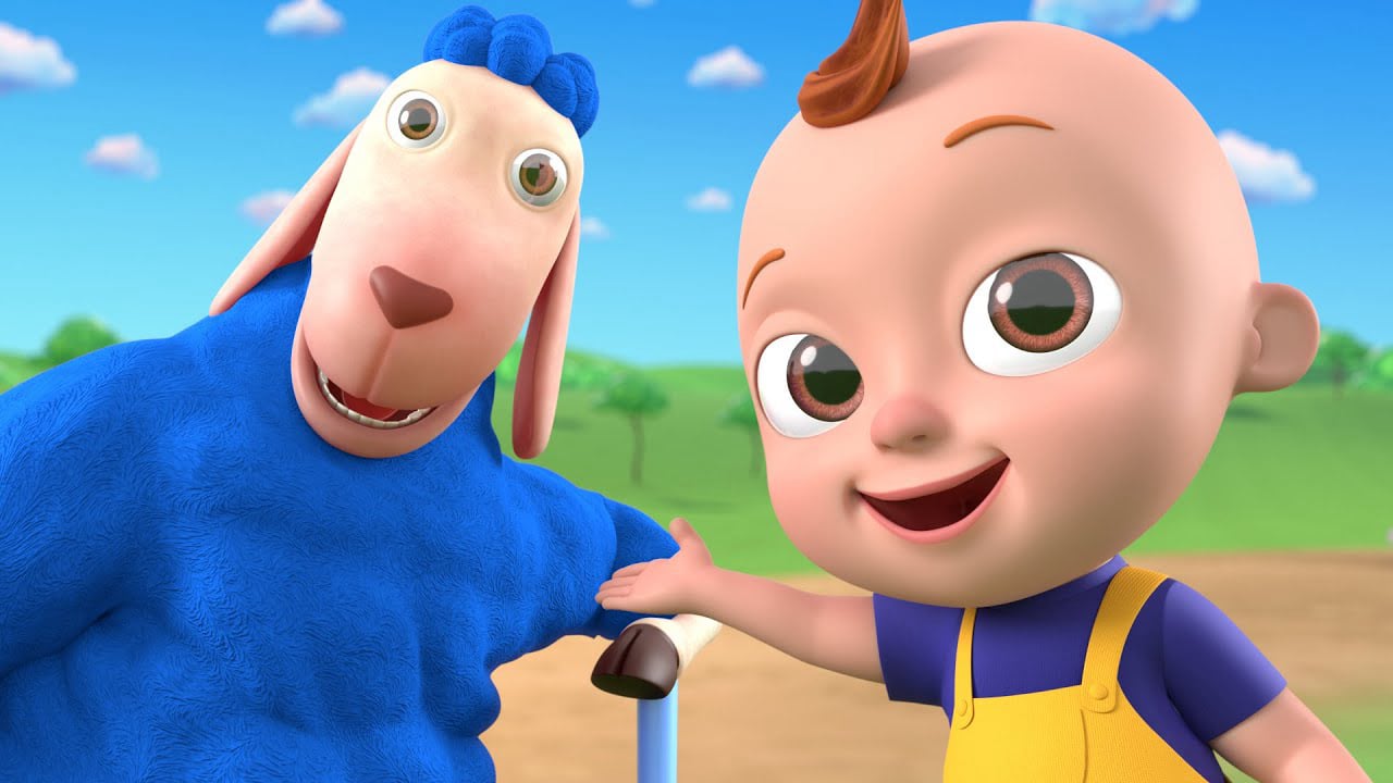 Joey drives his toy car to the wool factory to buy colorful blue, pink, and yellow wool from a sheep