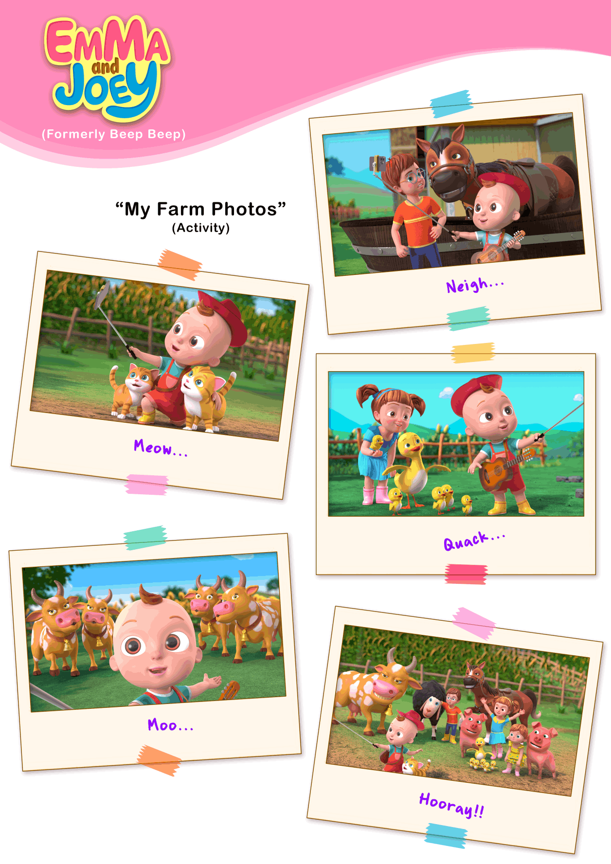 Farm Animal Photo Activity Sheet